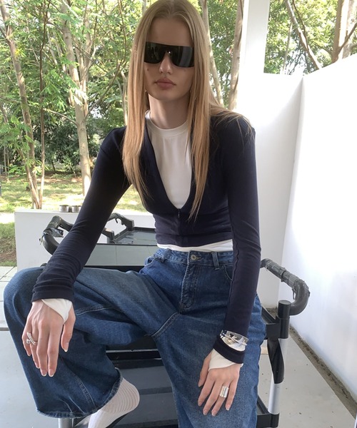 オフホワイト スリムロークロッチ ジーンズ 19AW デニム 30インチ SOMETHING サムシング クロップドパンツ デニム ジーンズ カット