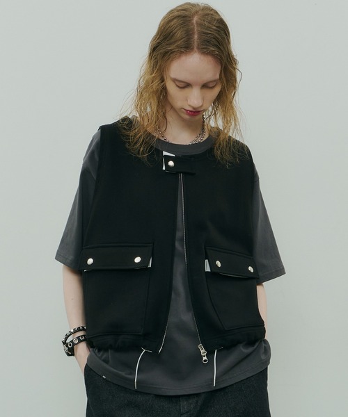 AIVER（アイバー）の「AIVER　ヘビースウェットショートベスト（スウェット・メンズ・チャコールグレー/グレー/ブラック・SMALL/LARGE/MEDIUM）」の2枚目の写真