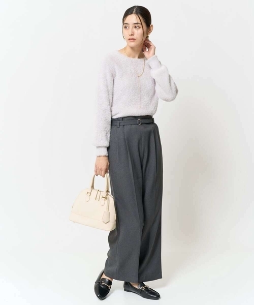 a.v.v(アーヴェヴェ)の「【洗える/毛玉になりにくい】ウール調ベルテッドパンツ(その他パンツ・レディース・チャコールグレー/ブラック・34/36/38/42/40)」の12枚目の写真