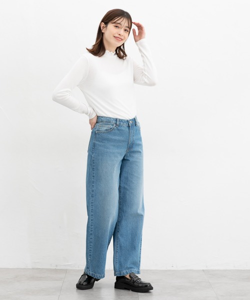 Honeys（ハニーズ）の「メローハイネックＴシャツ（Tシャツ/カットソー・レディース・杢グレー/ブラック/オフホワイト・S/M/LL/L）」の4枚目の写真