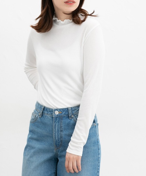 Honeys（ハニーズ）の「メローハイネックＴシャツ（Tシャツ/カットソー・レディース・杢グレー/ブラック/オフホワイト・S/M/LL/L）」の5枚目の写真