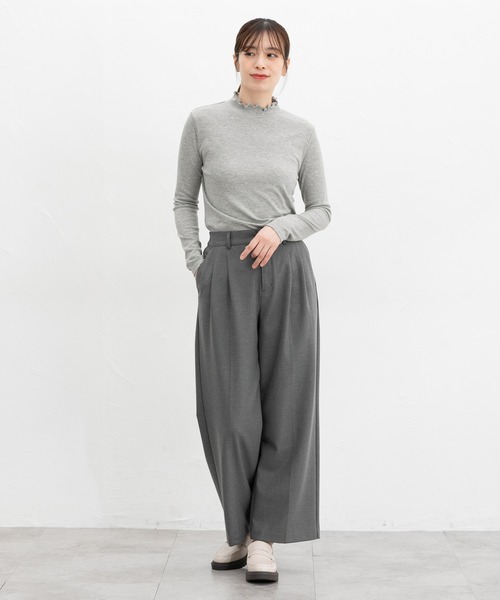 Honeys（ハニーズ）の「メローハイネックＴシャツ（Tシャツ/カットソー・レディース・杢グレー/ブラック/オフホワイト・S/M/LL/L）」の9枚目の写真