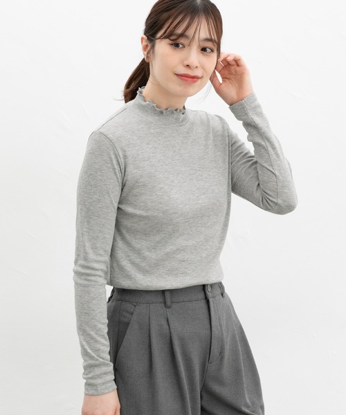 Honeys（ハニーズ）の「メローハイネックＴシャツ（Tシャツ/カットソー・レディース・杢グレー/ブラック/オフホワイト・S/M/LL/L）」の11枚目の写真