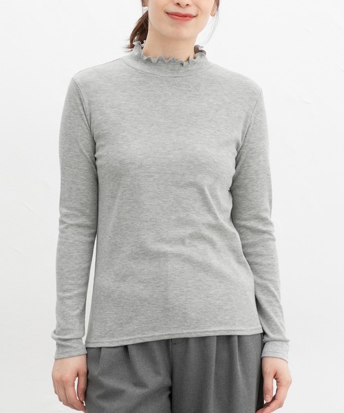 Honeys（ハニーズ）の「メローハイネックＴシャツ（Tシャツ/カットソー・レディース・杢グレー/ブラック/オフホワイト・S/M/LL/L）」の18枚目の写真