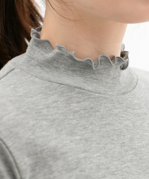 Honeys（ハニーズ）の「メローハイネックＴシャツ（Tシャツ/カットソー・レディース・杢グレー/ブラック/オフホワイト・S/M/LL/L）」の22枚目の写真