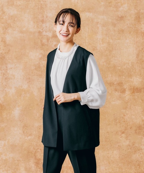 お手入れラクラクスタンドギャザーブラウス/133608（シャツ/ブラウス