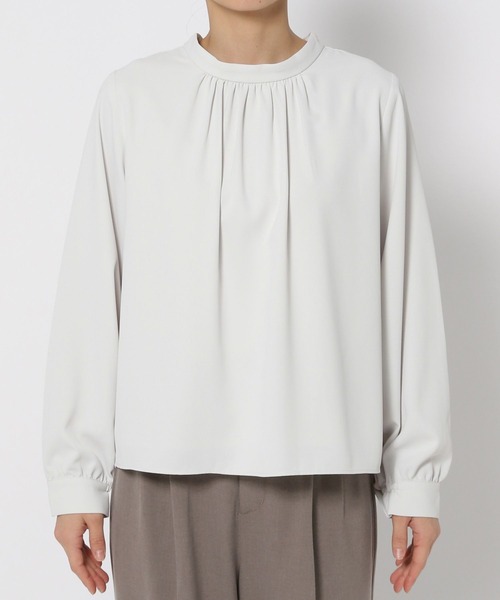 ✱︎専用出品✱︎ お手入れラクラクスタンドギャザーブラウス/133608（シャツ/ブラウス