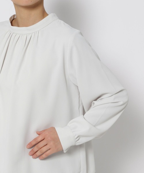 お手入れラクラクスタンドギャザーブラウス/133608（シャツ/ブラウス