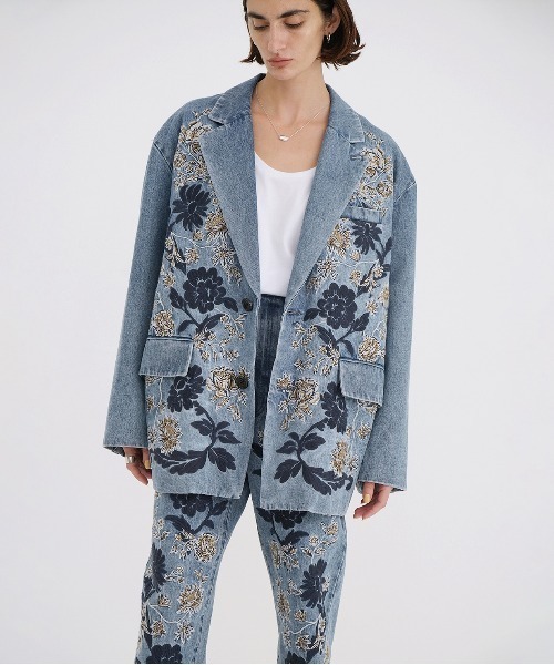 ジャケット・アウター clane FLOWER EMBROIDERY TAILORED JACKET セール】FLOWER EMBROIDERY TAILORED JACKET（テーラード