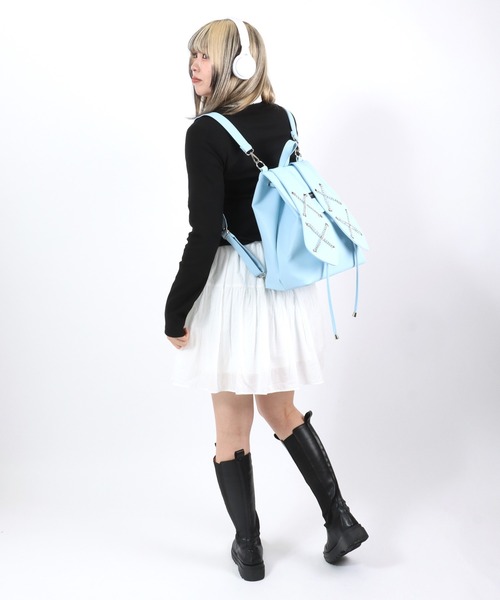 Salong hameu(サロン ハミュー)の「PSYCHO NATION(サイコネーション) うさ耳 チェーン フェイクレザー リュックサック/バックパック(バックパック/リュック・レディース・ブラック/サックスブルー・FREE)」の22枚目の写真