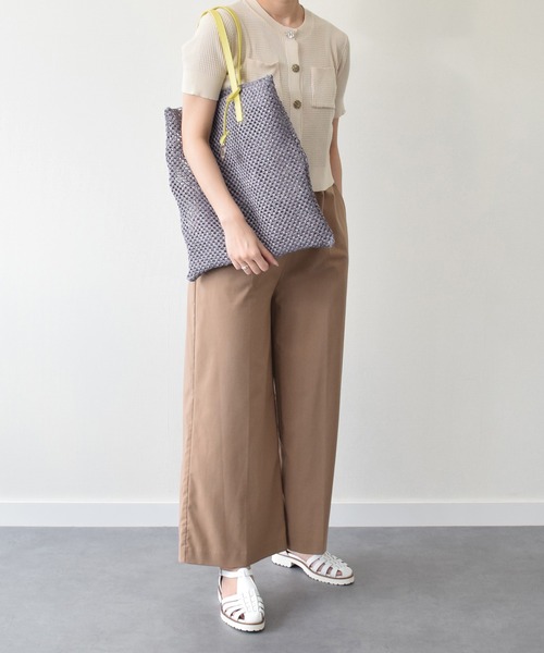 marco masi(マルコマージ)の「【MARCO MASI】レザーハンドルラフィアビッグトート(Q56344)(トートバッグ・レディース・ライトグレー/ブラック系その他/パープル・ALL)」の10枚目の写真