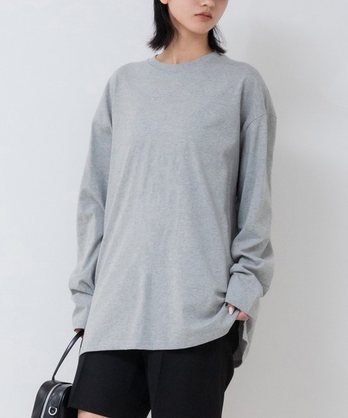 HEILIS(ヘイリス)の「【サイズ展開あり】オーバーサイズコットンロングスリーブカットソー / オーバーサイズ レディース ユニセックス ロングTシャツ 長袖 無地 秋服 冬服 春服 ノームコア レイヤード ロンT(Tシャツ/カットソー・レディース・ホワイト/ブラック/グレー/ネイビー・L/M)」の12枚目の写真