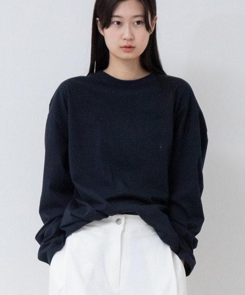HEILIS(ヘイリス)の「【サイズ展開あり】オーバーサイズコットンロングスリーブカットソー / オーバーサイズ レディース ユニセックス ロングTシャツ 長袖 無地 秋服 冬服 春服 ノームコア レイヤード ロンT(Tシャツ/カットソー・レディース・ホワイト/ブラック/グレー/ネイビー・L/M)」の20枚目の写真