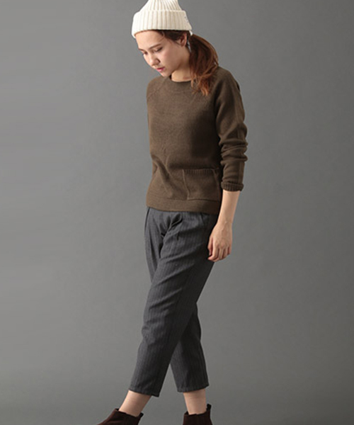 SEVENDAYS=SUNDAY（セブンデイズサンデイ）の「ポケット付　ニットプルオーバー（ニット/セーター・レディース・杢グレー/ブラック/カーキ・MEDIUM/LARGE）」の3枚目の写真