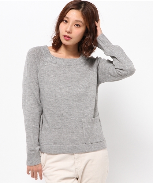 SEVENDAYS=SUNDAY（セブンデイズサンデイ）の「ポケット付　ニットプルオーバー（ニット/セーター・レディース・杢グレー/ブラック/カーキ・MEDIUM/LARGE）」の5枚目の写真