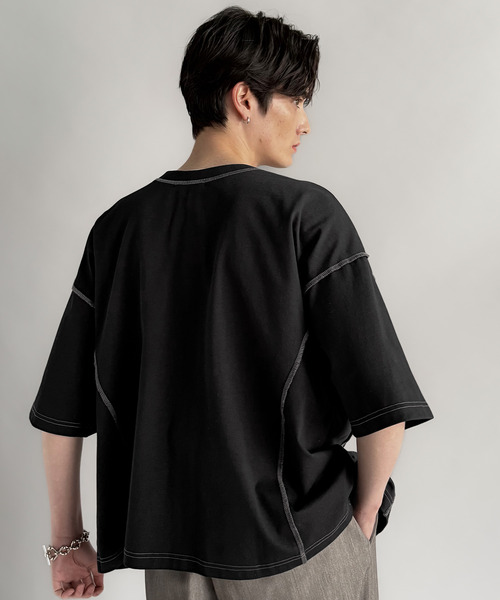 Classical Origin(クラシカルオリジン)の「【Classical Origin】「1枚でも羽織でも。」インサイドアウト仕様2wayダブルジップTシャツ/Inside-Out Oversized Double-Zip 2way T-Shirt(Tシャツ/カットソー・メンズ・ブラック/オフホワイト/チャコールグレー・LARGE/SMALL/MEDIUM)」の14枚目の写真