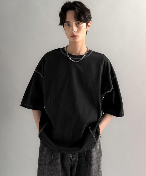 Classical Origin(クラシカルオリジン)の「【Classical Origin】「1枚でも羽織でも。」インサイドアウト仕様2wayダブルジップTシャツ/Inside-Out Oversized Double-Zip 2way T-Shirt(Tシャツ/カットソー・メンズ・ブラック/オフホワイト/チャコールグレー・LARGE/SMALL/MEDIUM)」の18枚目の写真