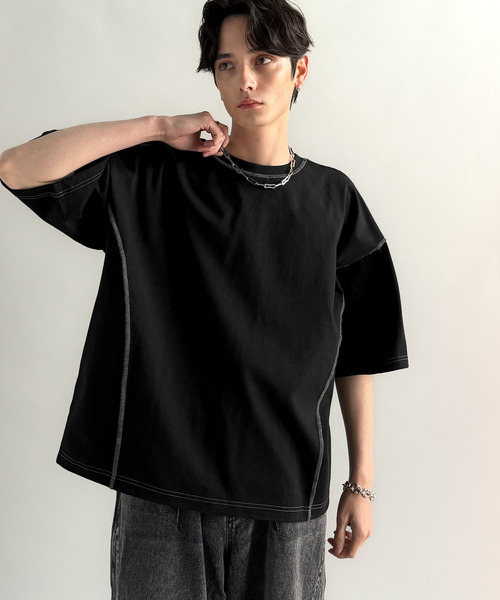 Classical Origin(クラシカルオリジン)の「【Classical Origin】「1枚でも羽織でも。」インサイドアウト仕様2wayダブルジップTシャツ/Inside-Out Oversized Double-Zip 2way T-Shirt(Tシャツ/カットソー・メンズ・ブラック/オフホワイト/チャコールグレー・LARGE/SMALL/MEDIUM)」の19枚目の写真