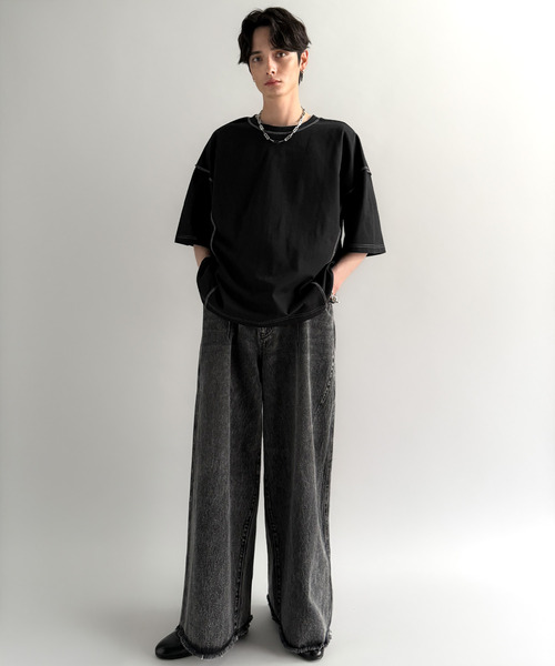 Classical Origin(クラシカルオリジン)の「【Classical Origin】「1枚でも羽織でも。」インサイドアウト仕様2wayダブルジップTシャツ/Inside-Out Oversized Double-Zip 2way T-Shirt(Tシャツ/カットソー・メンズ・ブラック/オフホワイト/チャコールグレー・LARGE/SMALL/MEDIUM)」の11枚目の写真