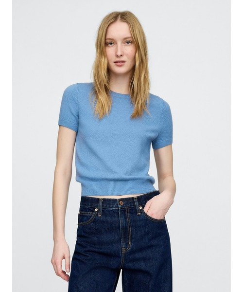 GAP(ギャップ)の「CashSoft カシミヤタッチ 半袖 ミニTシャツ(ニット/セーター・レディース・コーラル/ブルー/アイボリー/ブラック/イエロー・XXS/XL/L/M/S/XS)」の3枚目の写真