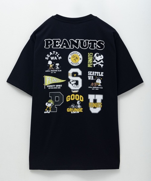 PEANUTS(ピーナッツ)の「PEANUTS ロゴサガラ刺繍Tシャツ(Tシャツ/カットソー・メンズ・ブラック/ホワイト・M/L/XL)」の1枚目の写真