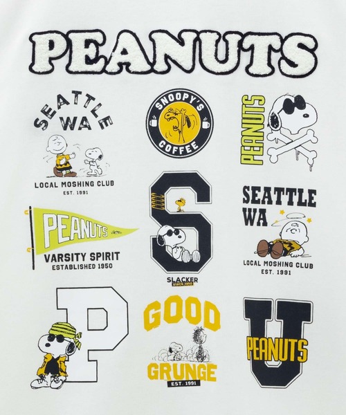 PEANUTS(ピーナッツ)の「PEANUTS ロゴサガラ刺繍Tシャツ(Tシャツ/カットソー・メンズ・ブラック/ホワイト・M/L/XL)」の5枚目の写真