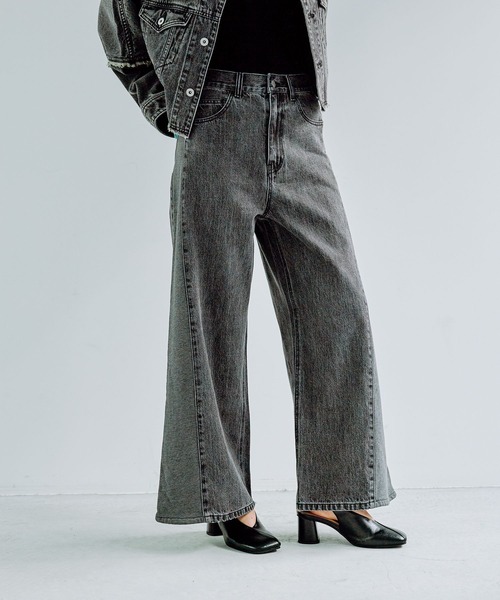 LEPSIM（レプシィム）の「サイド切り替えデニムパンツ　291099（デニムパンツ・レディース・チャコールグレー/ブルー・FREE）」の4枚目の写真