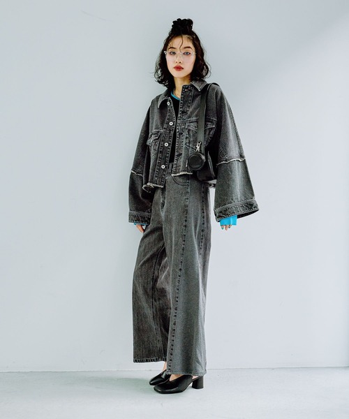 LEPSIM（レプシィム）の「サイド切り替えデニムパンツ　291099（デニムパンツ・レディース・チャコールグレー/ブルー・FREE）」の5枚目の写真