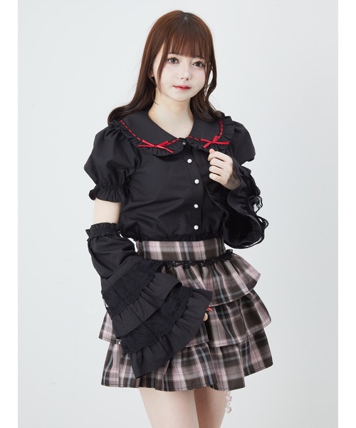 Ank Rouge(アンクルージュ)の「はしごリボン姫袖ブラウス(シャツ/ブラウス・レディース・ホワイト/ピンク/ブラック・M)」の2枚目の写真