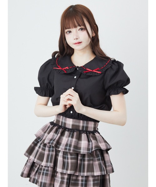 Ank Rouge(アンクルージュ)の「はしごリボン姫袖ブラウス(シャツ/ブラウス・レディース・ホワイト/ピンク/ブラック・M)」の4枚目の写真