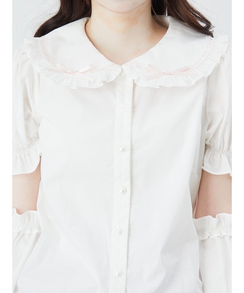 Ank Rouge(アンクルージュ)の「はしごリボン姫袖ブラウス(シャツ/ブラウス・レディース・ホワイト/ピンク/ブラック・M)」の10枚目の写真