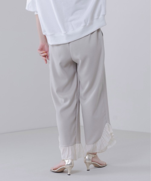 新品　今季　エイミーロウ　Eimee Law フリルトリミングパンツ　アイボリー フリルヘムリラックスパンツ（その他パンツ）｜Eimee Law