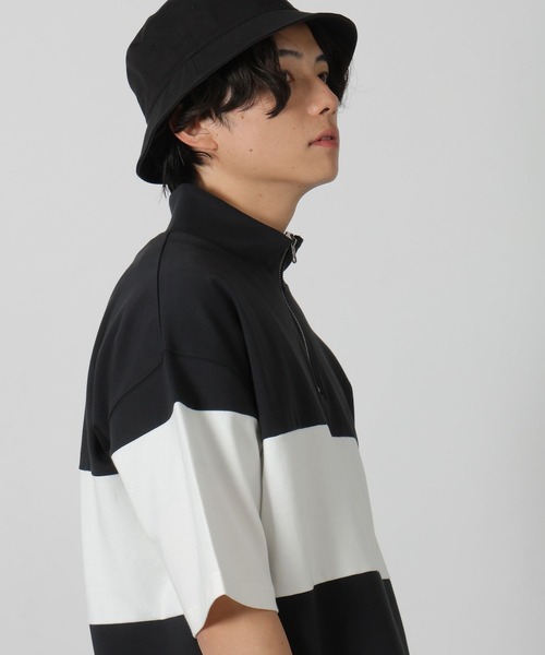 らぴ セール】パネルハーフZIPロゴT / 283481（Tシャツ/カットソー