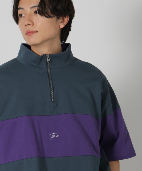 らぴ セール】パネルハーフZIPロゴT / 283481（Tシャツ/カットソー