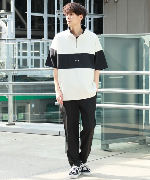 大容量バックです。 セール】パネルハーフZIPロゴT / 283481（Tシャツ/カットソー