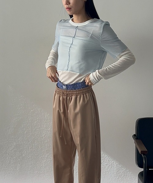 duei（デュイ）の「シアーレイヤードロングスリーブトップス（Tシャツ/カットソー・レディース・ブルー/オレンジ・FREE）」の4枚目の写真