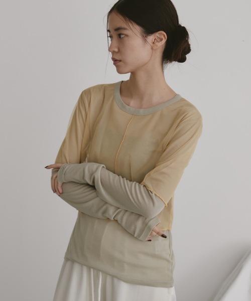 duei（デュイ）の「シアーレイヤードロングスリーブトップス（Tシャツ/カットソー・レディース・ブルー/オレンジ・FREE）」の9枚目の写真