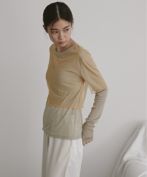 duei（デュイ）の「シアーレイヤードロングスリーブトップス（Tシャツ/カットソー・レディース・ブルー/オレンジ・FREE）」の8枚目の写真