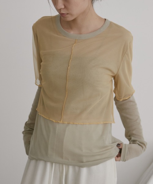 duei（デュイ）の「シアーレイヤードロングスリーブトップス（Tシャツ/カットソー・レディース・ブルー/オレンジ・FREE）」の6枚目の写真