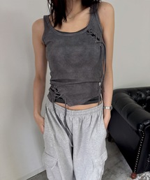 FOLLOWIN | [2025SS]編み上げレイヤードヴィンテージタンクトップ(キャミソール)