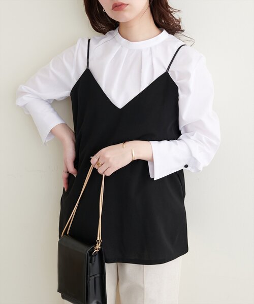 natural couture(ナチュラルクチュール)の「osonoバック釦スタンドカラーシャツ(シャツ/ブラウス・レディース・オフホワイト/ブルー/ストライプ・FREE)」の5枚目の写真