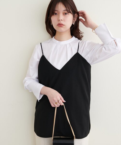natural couture(ナチュラルクチュール)の「osonoバック釦スタンドカラーシャツ(シャツ/ブラウス・レディース・オフホワイト/ブルー/ストライプ・FREE)」の7枚目の写真