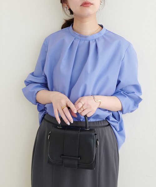 natural couture（ナチュラルクチュール）の「osonoバック釦スタンドカラーシャツ（シャツ/ブラウス・レディース・オフホワイト/ブルー/ストライプ・FREE）」の11枚目の写真