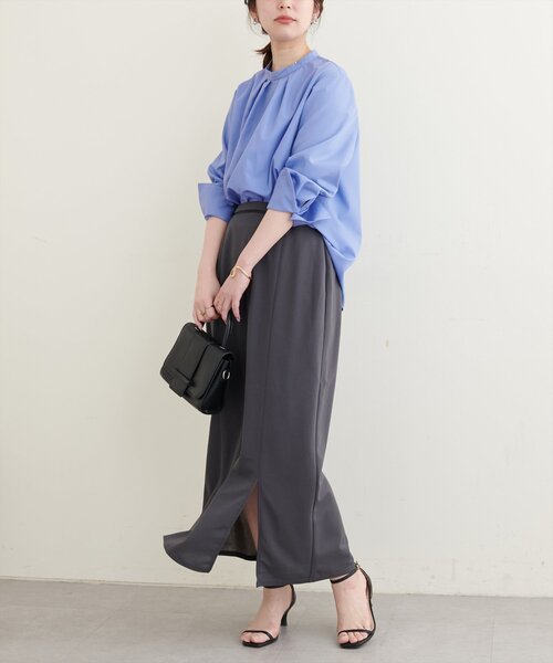 natural couture（ナチュラルクチュール）の「osonoバック釦スタンドカラーシャツ（シャツ/ブラウス・レディース・オフホワイト/ブルー/ストライプ・FREE）」の12枚目の写真