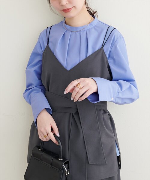 natural couture（ナチュラルクチュール）の「osonoバック釦スタンドカラーシャツ（シャツ/ブラウス・レディース・オフホワイト/ブルー/ストライプ・FREE）」の13枚目の写真