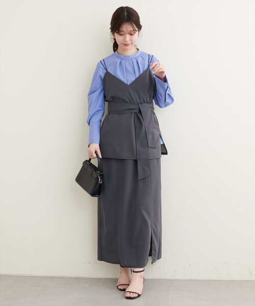 natural couture（ナチュラルクチュール）の「osonoバック釦スタンドカラーシャツ（シャツ/ブラウス・レディース・オフホワイト/ブルー/ストライプ・FREE）」の17枚目の写真