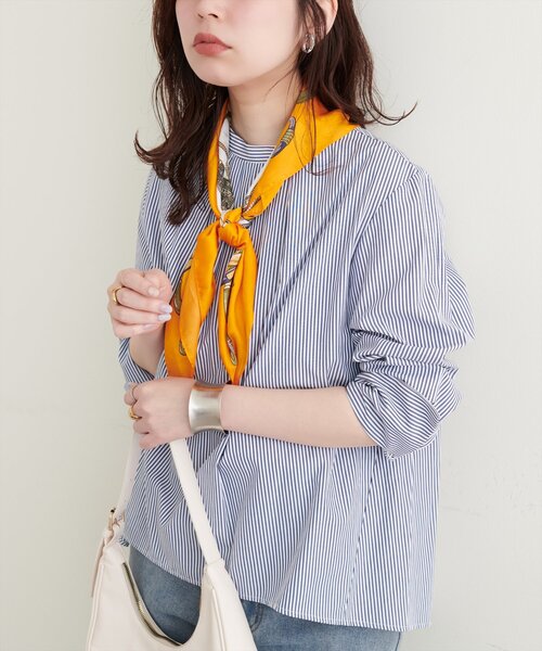 natural couture（ナチュラルクチュール）の「osonoバック釦スタンドカラーシャツ（シャツ/ブラウス・レディース・オフホワイト/ブルー/ストライプ・FREE）」の21枚目の写真