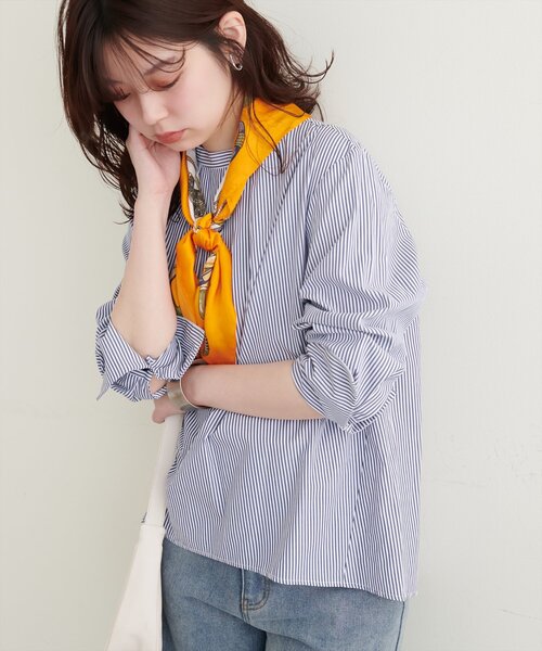 natural couture（ナチュラルクチュール）の「osonoバック釦スタンドカラーシャツ（シャツ/ブラウス・レディース・オフホワイト/ブルー/ストライプ・FREE）」の22枚目の写真