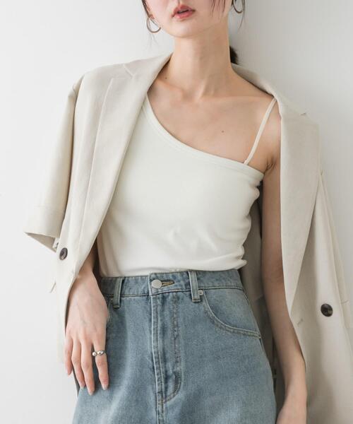 SENSE OF PLACE by URBAN RESEARCH（センスオブプレイスバイアーバンリサーチ）の「カップツキワンショルダータンクトップ（タンクトップ・レディース・ホワイト/ブラック/ブルー・ONE）」の2枚目の写真