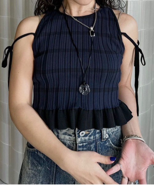 MEDI PURIPURI SHORT KNIT TOP（Tシャツ/カットソー）｜Ameri